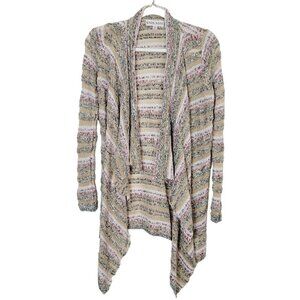 Knox Rose XSmall Open Front Waterfall Cardigan Neutral Colors Boho Casual EUC